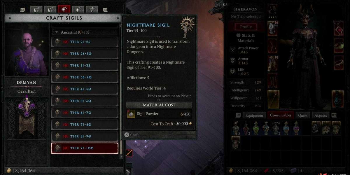 Diablo 4 Nightmare Sigils Crafting Cost And Tiers